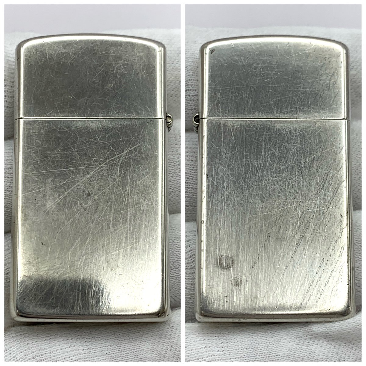 1円～/ZIPPO/ジッポー/STERLING/スターリング/スリム/イタリックロゴ/ライター/煙草/喫煙具/喫煙グッズ/火花OK/コレクション/ジャンク/I102_画像2