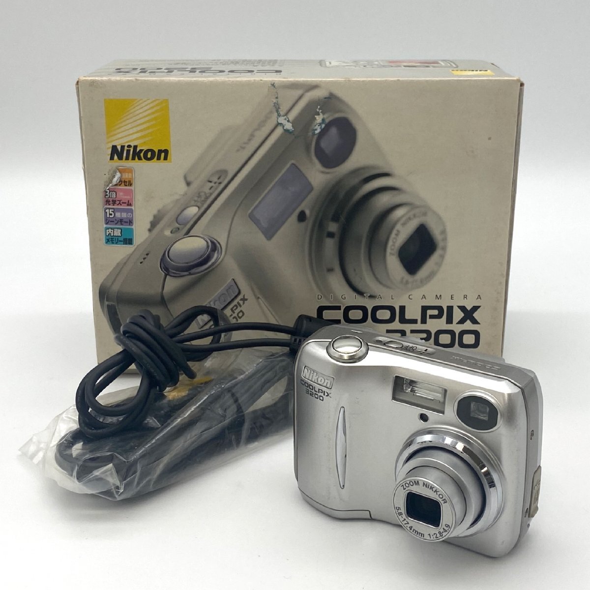 1円～/Nikon/ニコン/COOLPIX/クールピクス/E3200/箱・付属品付/デジタルカメラ/デジカメ/シャッターOK/通電確認済/難あり/ジャンク/HM063_画像1