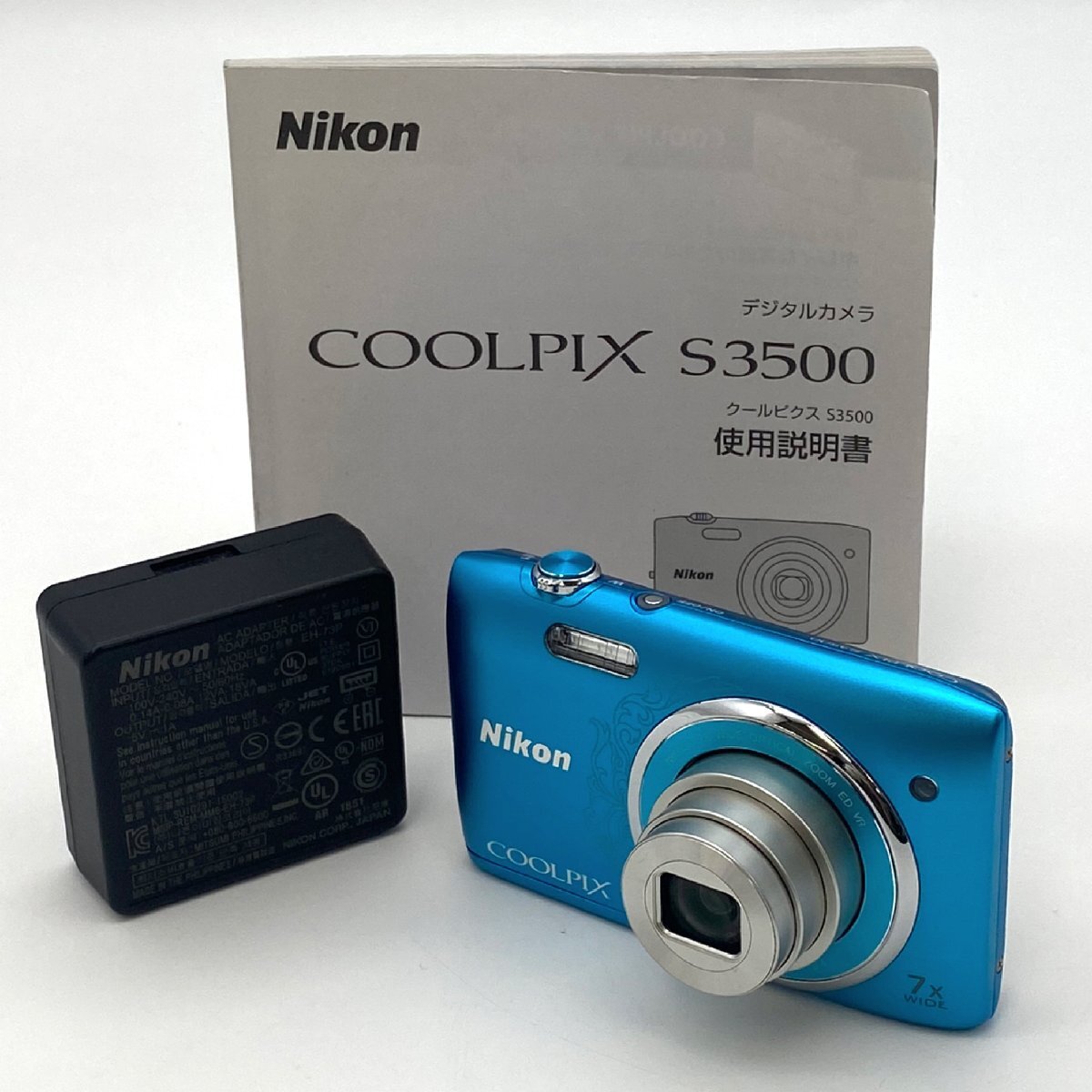 1円～/良品/Nikon/ニコン/COOLPIX/クールピクス/S3500/付属品付/デジタルカメラ/デジカメ/シャッターOK/通電確認済/ジャンク/HM079_画像1