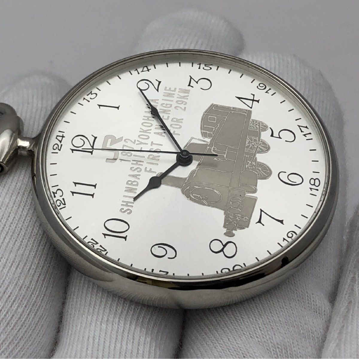 1 jpy ~/JR/ railroad opening 125 anniversary commemoration / 1902/4999 / 3 hands / silver purity /SILVER/925/ box * owner manual attaching / quartz / pocket watch / Junk /T158