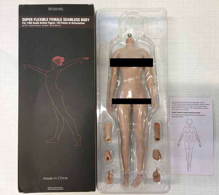 AB001S 1/6スケール シームレス女性ボディ素体 デッサン人形（ヘッドなし） サンタン Flexible Female Seamless Body Big Breast Size_画像8