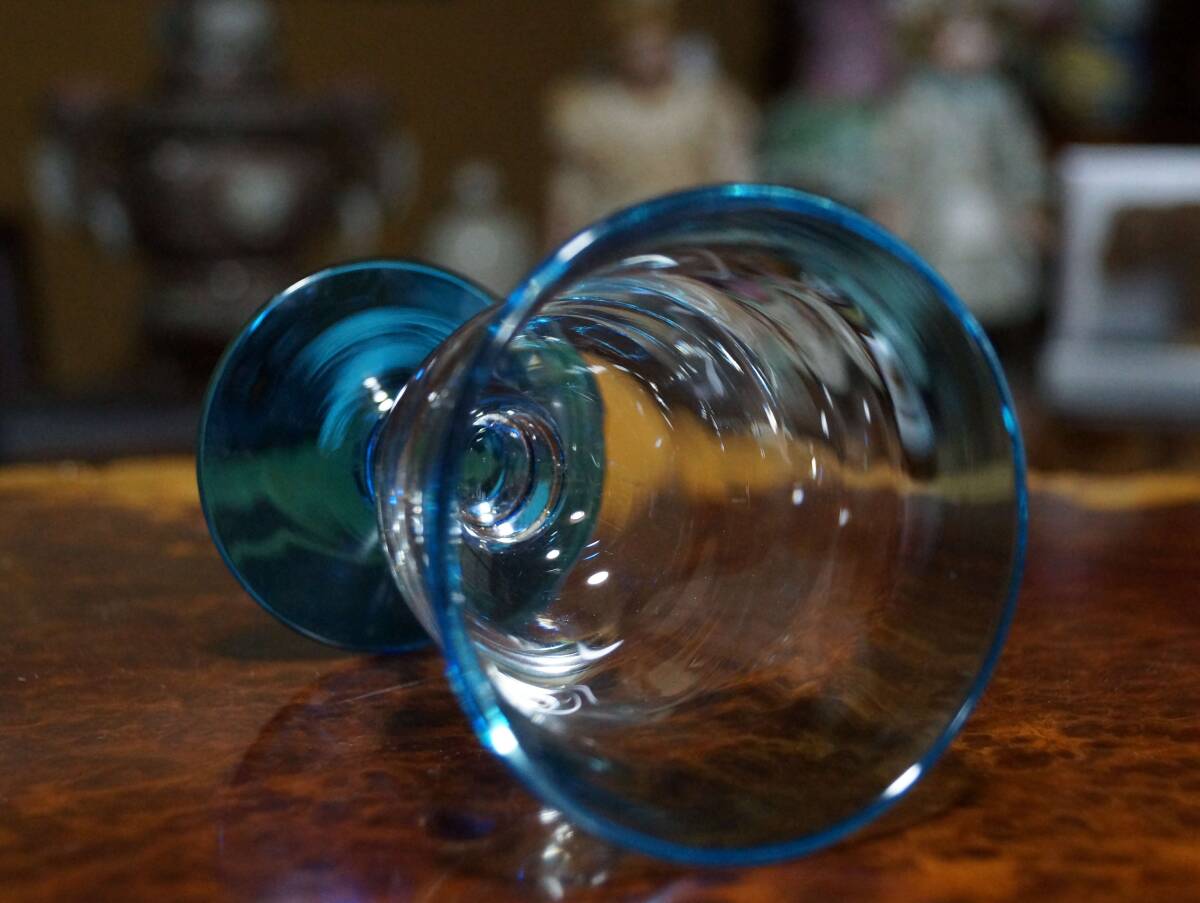 【閑】ガラス製 吹きガラス グラス コップ ワイングラス 6C0328_画像2