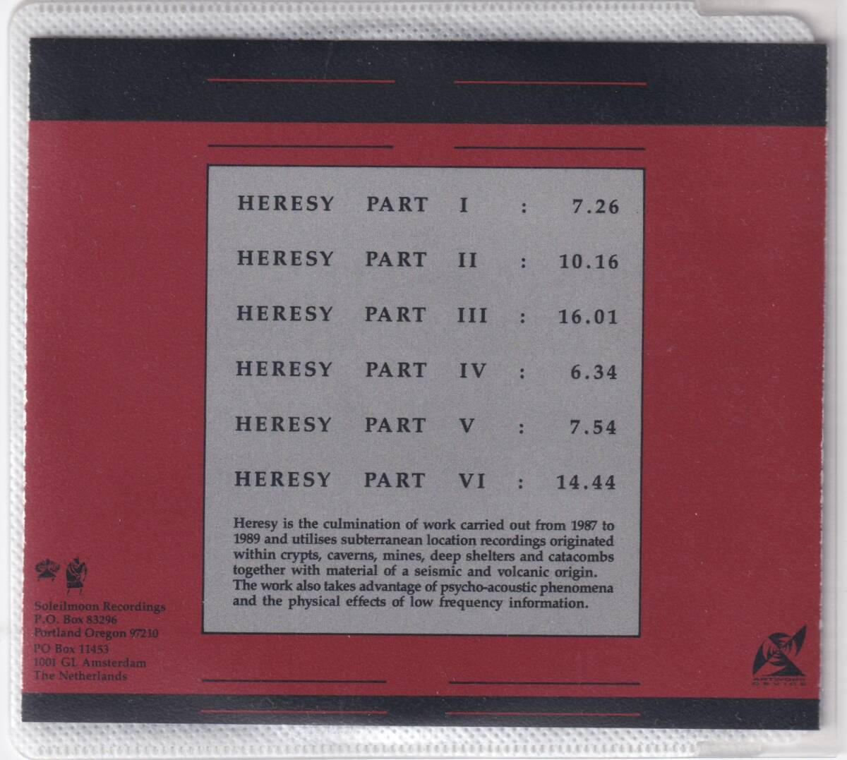 Lustmord / Heresy / CD / Soleilmoon Recordings / SOL-9-CD　ノイズ　ダークアンビエント_画像4