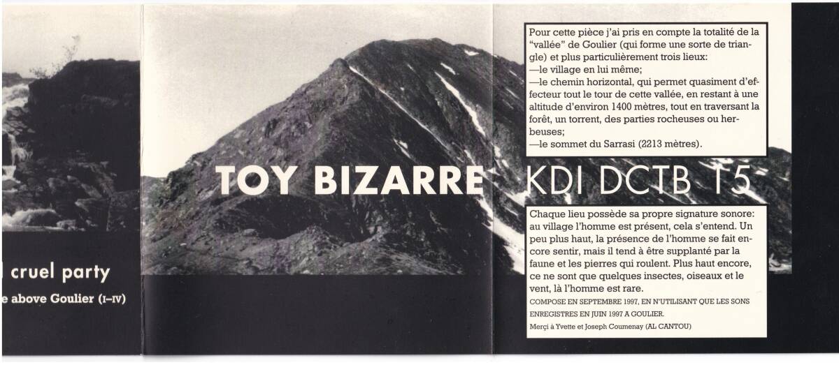 Toy Bizarre / Small Cruel Party / KDI DCTB 15 / Traverse Above Goulier (I-IV) / Mini CD / KAON / 10/97 実験音楽_画像5