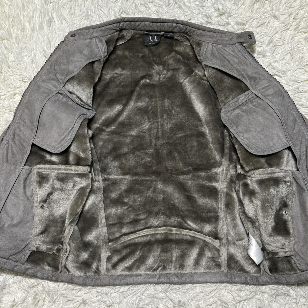  beautiful goods rare color ARMANI EXCHANGE Armani Exchange leather jacket Rider's suede gray grey original leather men's gentleman clothes 