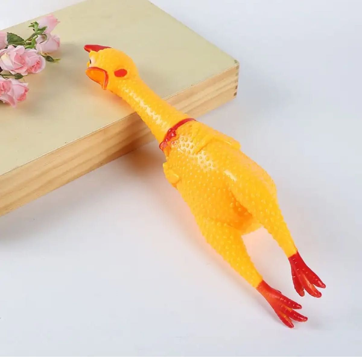 【輸入品】叫ぶニワトリ 黄色い鳥 シャウティングチキン 約30cm ソフビ