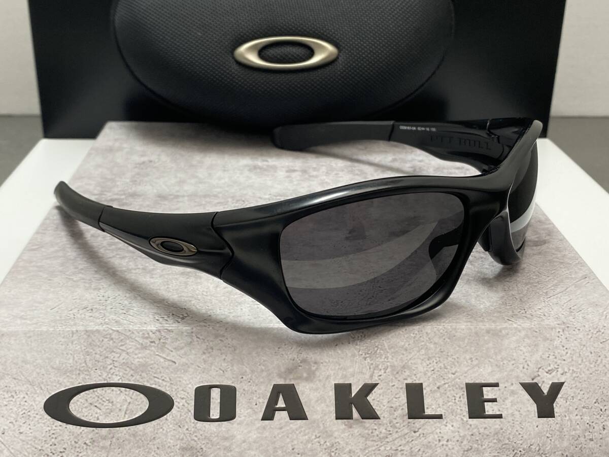 偏光★OAKLEYオークリー PITBULLピットブル マットブラックつや消し黒/POLARISEDミラーレンズ USA製アジアンFITサングラス ケース付 SI米軍_画像3