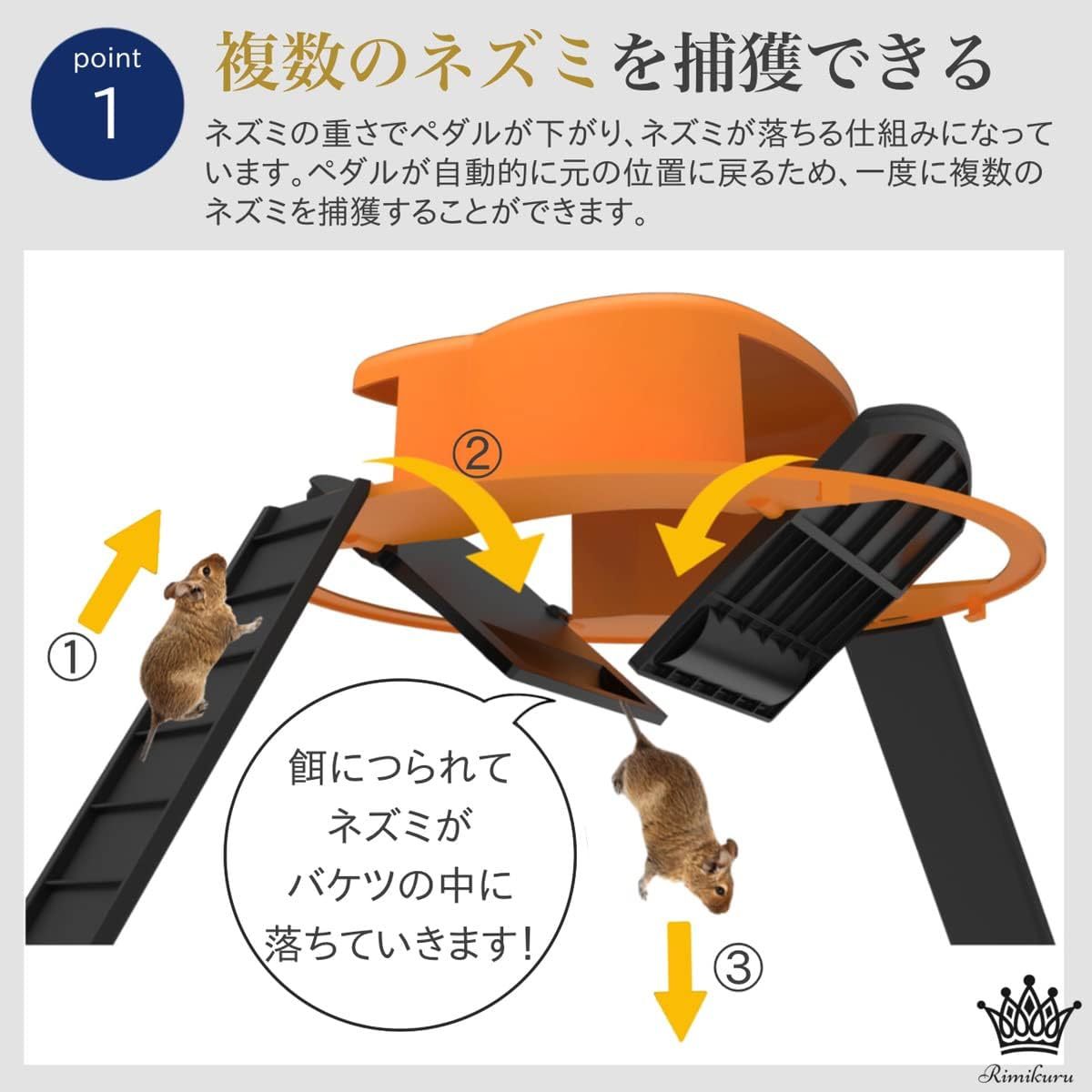 レッド Rimikuru ネズミ捕り ネズミ捕獲器 ネズミ 駆除 簡単 バケツ に設置 ハシゴ2箇所 マウス トラップ 罠 捕獲機の画像3