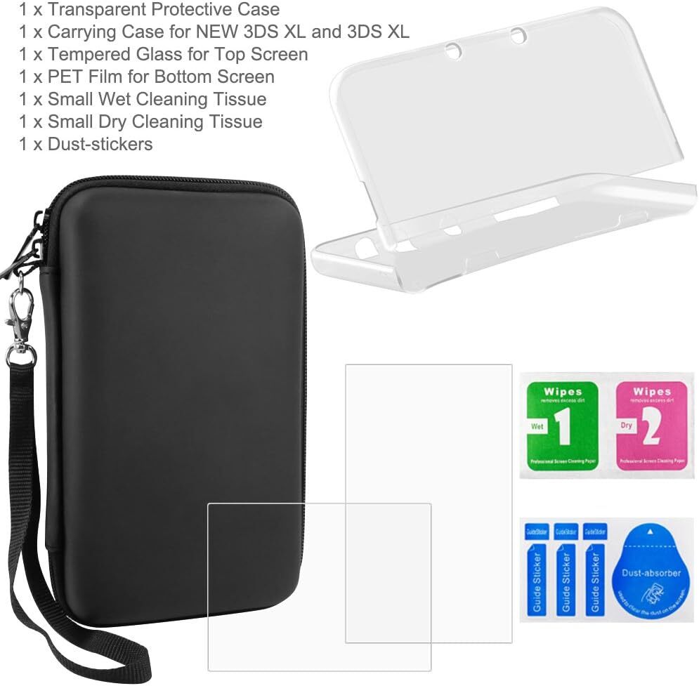 Nintendo NEW 3DS LL for protection case + hard case + 2 sheets 3DSLL the glass film AFUNTA storage 