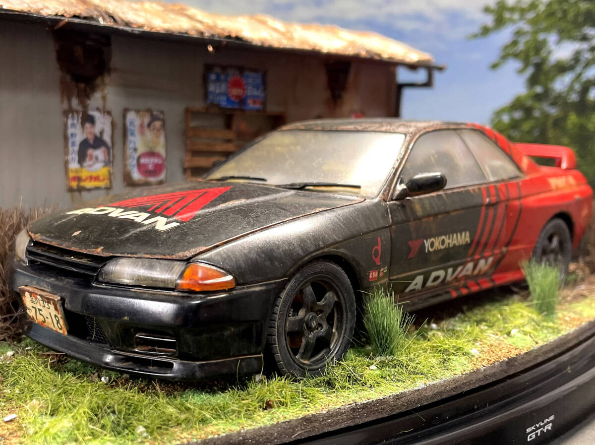  japanese famous car 1/24 Nissan R32 Skyline GTR.hiro vehicle scenery geo llama original work final product case attaching 