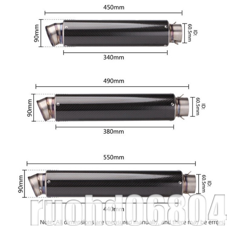 超得★【カーボン製+チタン製】【全長550mm】【60.5/50.8mm兼用】汎用サイレンサー スリップオン マフラー の画像10