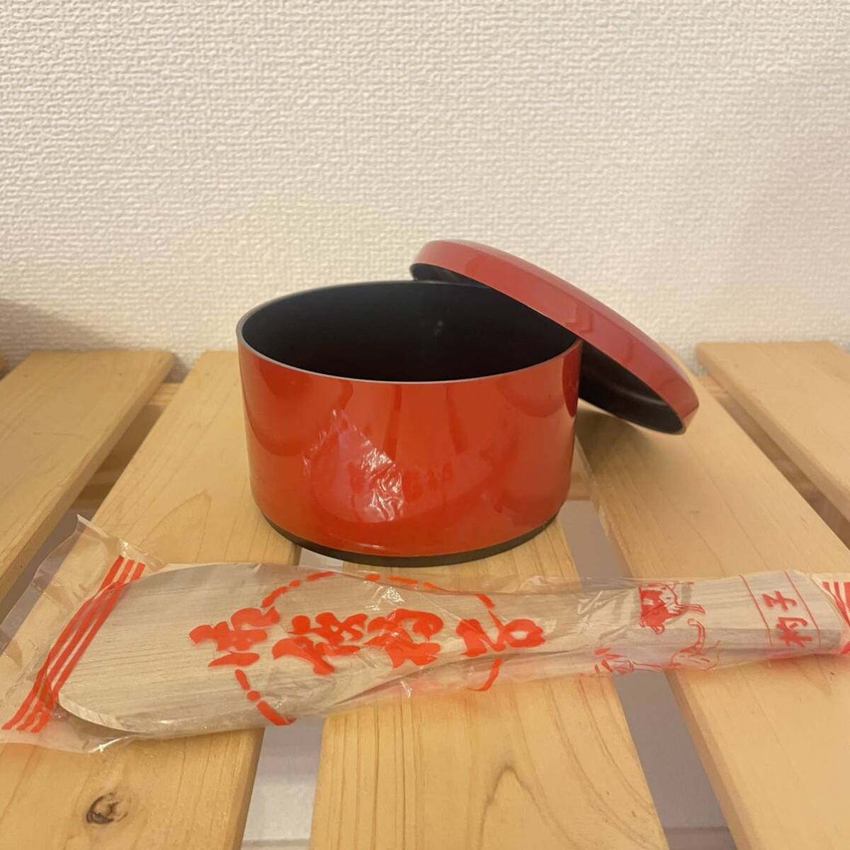  new goods unused * compound lacquer ware *.. cover attaching wooden container for cooked rice 5.. rice scoop profit set 