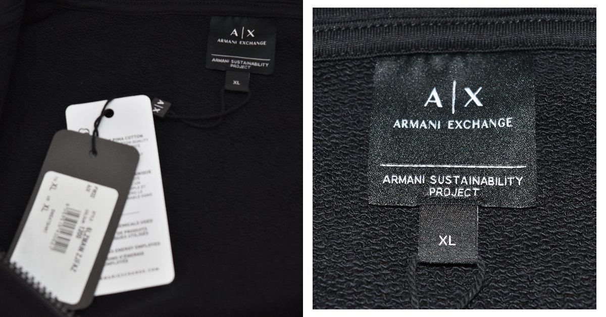 未使用 XL アルマーニエクスチェンジ A|X ARMANI EXCHANGE ジップアップパーカー スウェット メンズ ブランド 6LZMAW ZJFAZ ブラック_画像5