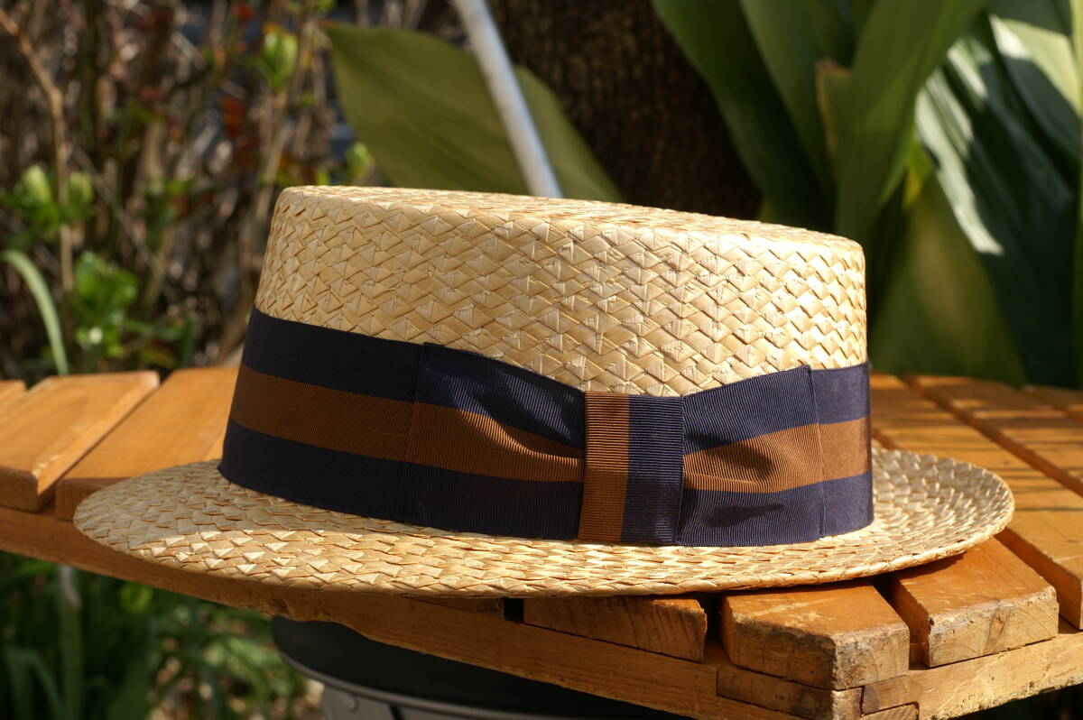 Vintage stetson boater hat ステットソン ボーター ハット カンカン帽 ストロー パナマ _画像1