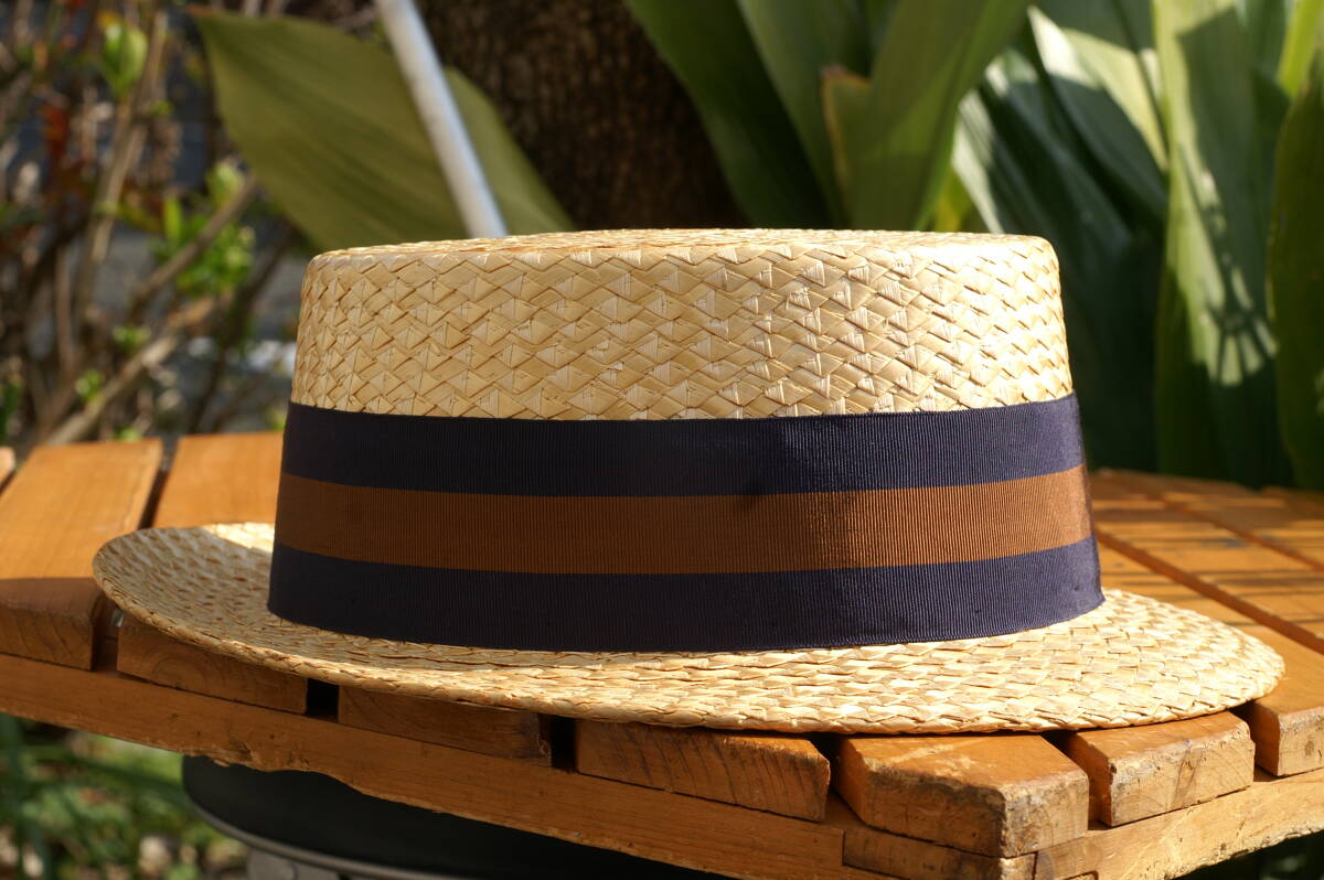 Vintage stetson boater hat ステットソン ボーター ハット カンカン帽 ストロー パナマ _画像3