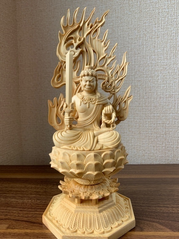  rare new goods * immovable Akira . tree carving Buddhist image immovable Akira . image hinoki cypress tree height approximately 28cm