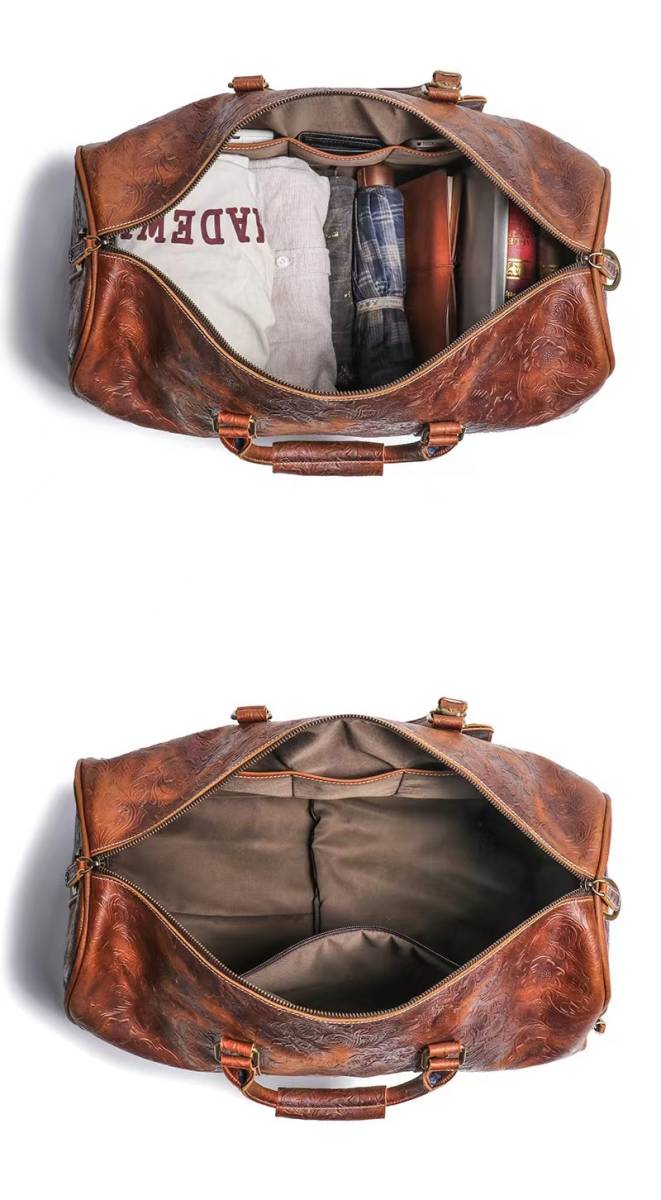 ボストンバッグ 本革 メンズ 大容量 トラベルバッグ 底鋲付き レザー 機内持ち込み 旅行バッグ 自立 牛革 旅行鞄 ゴルフバッグ_画像5