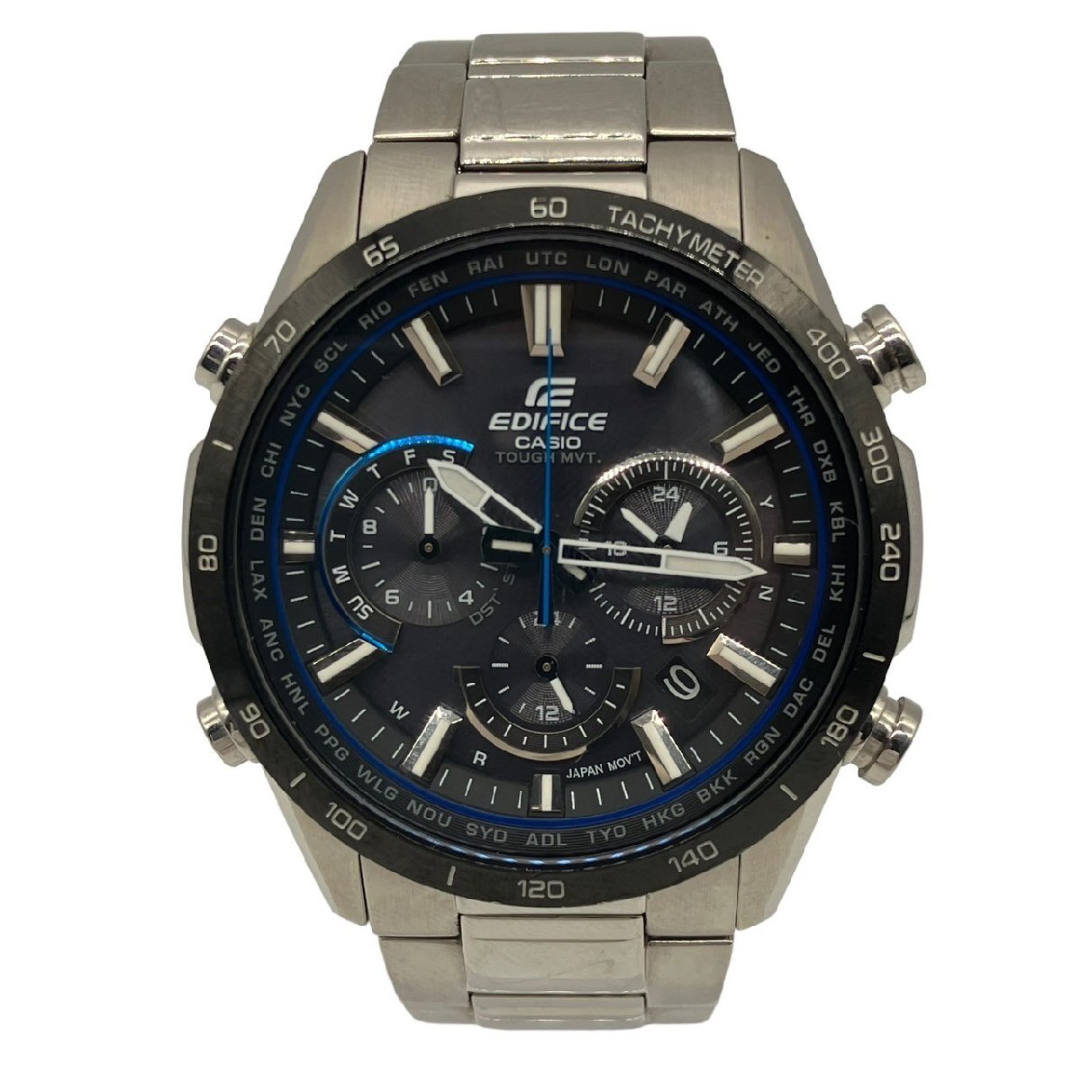 稼働品 CASIO カシオ EDIFICE エディフィス ワールドタイム 5178 EQW-T650 デイト 黒文字盤 ソーラー 電波 メンズ 腕時計