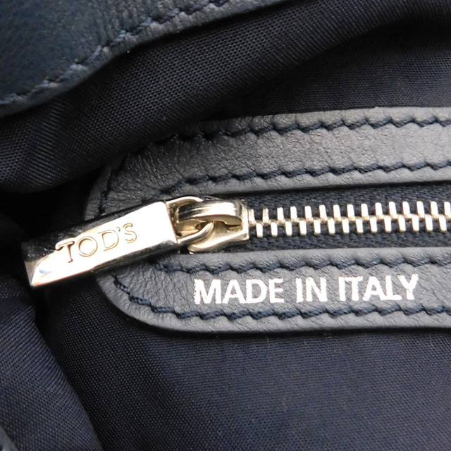 美品TOD'Sトッズ フラワーバッグ ハンドバッグ ショルダーバッグ 2WAYバッグ 紺 イタリア製の画像10