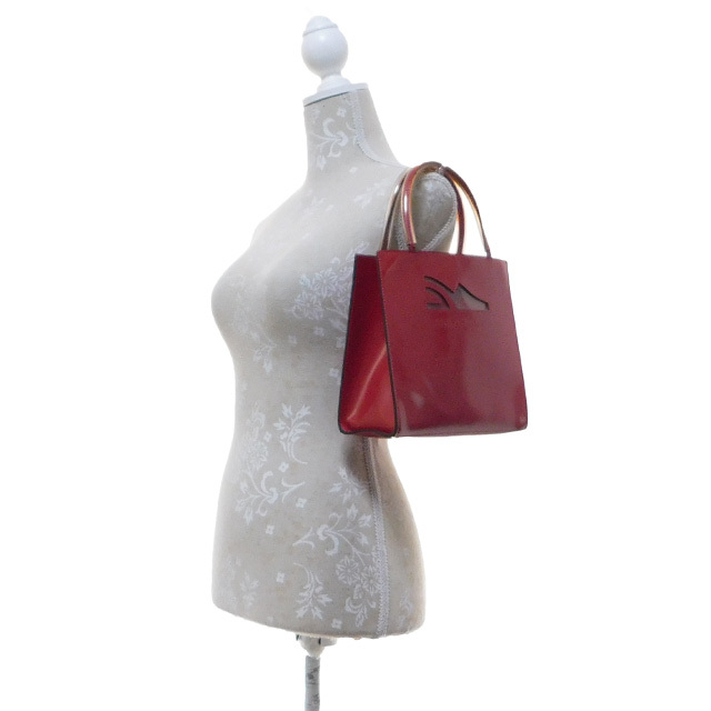 美品Ferragamoフェラガモ ハンドバッグ ミニトートバッグ ポーチ付き レザー 赤 イタリア製の画像2
