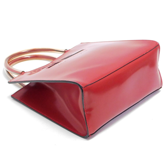 美品Ferragamoフェラガモ ハンドバッグ ミニトートバッグ ポーチ付き レザー 赤 イタリア製の画像8