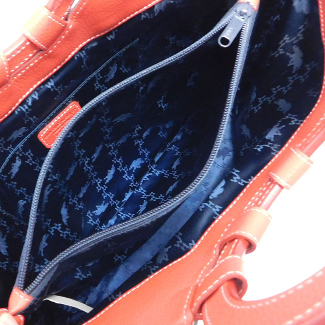極美品HUNTING WORLDハンティングワールド ハンドバッグ A４収納 デニム 青赤 イタリア製　_画像6