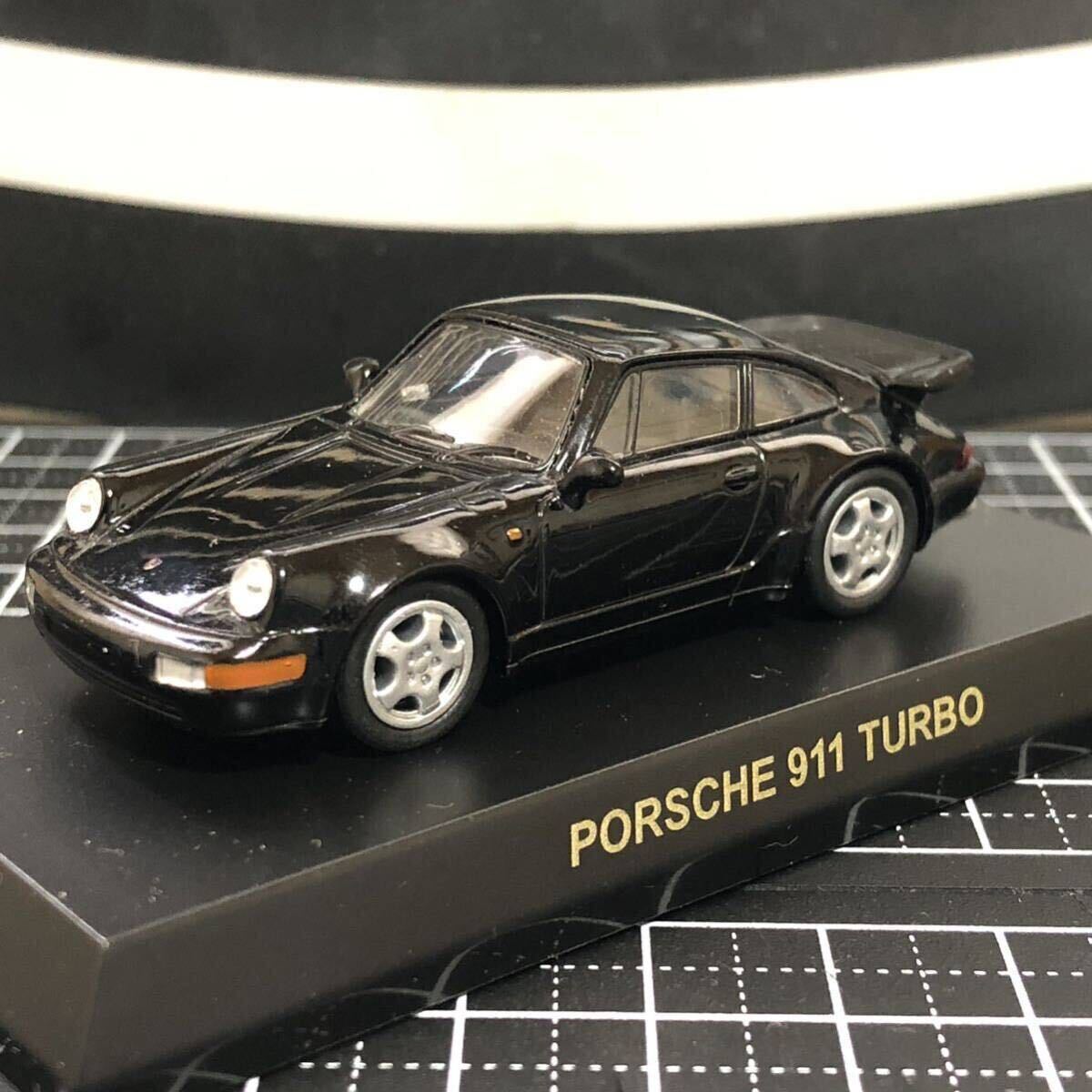 中古】ポルシェ911ターボ 京商 1/64 ミニカー PORSHE TURBO 964 湾岸ミッドナイト ブラックバード_画像1