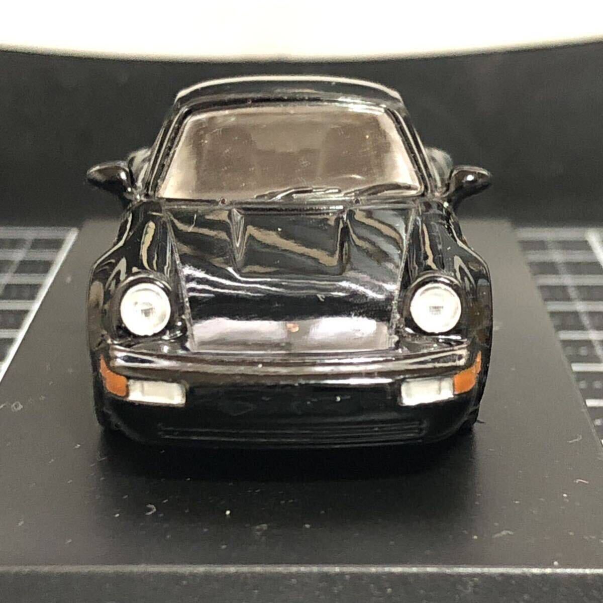 中古】ポルシェ911ターボ 京商 1/64 ミニカー PORSHE TURBO 964 湾岸ミッドナイト ブラックバード_画像3