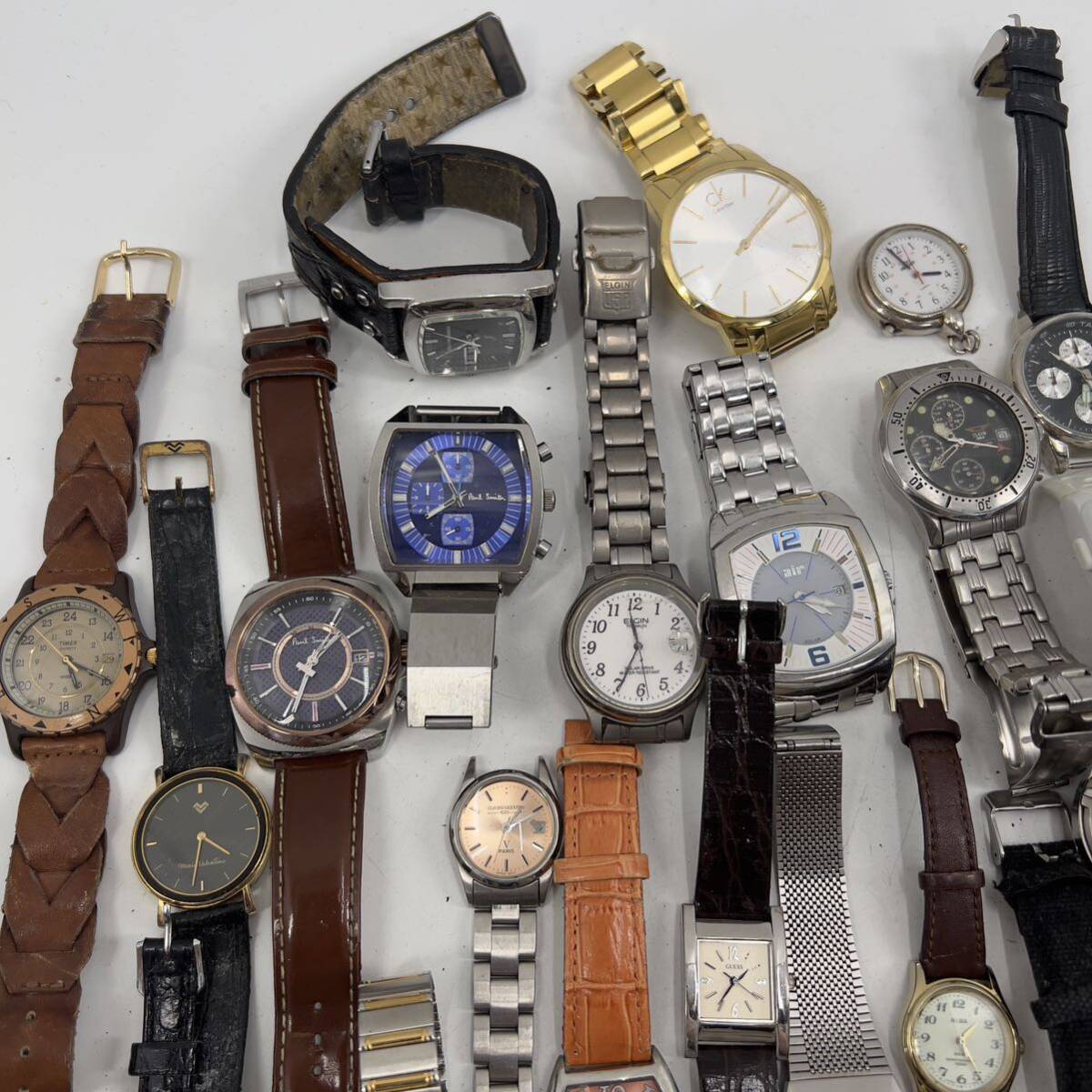 まとめ売り ファッション メーカー ブランド 腕時計 Paul Smith TIMEX Calvin Klein ELGIN DIESEL SWISS MILITARY LANCEL色々 50本_画像2