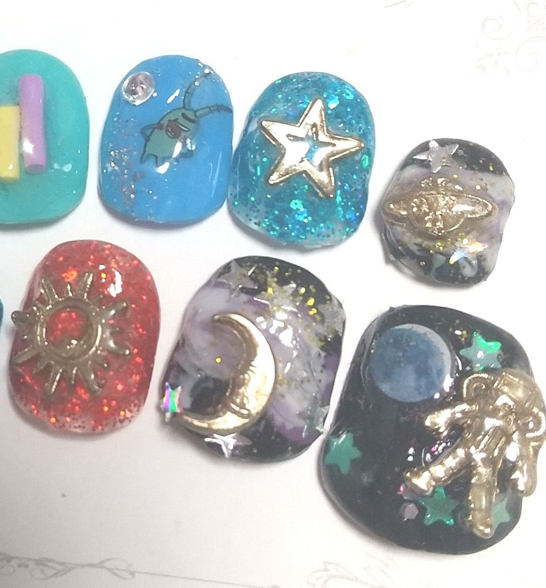 NAIL No☆107 ジェルネイル ２点セットまとめ売り ドリーミー  ちび爪 うさぎ ゆめかわ  サブカル  水色界隈 現品