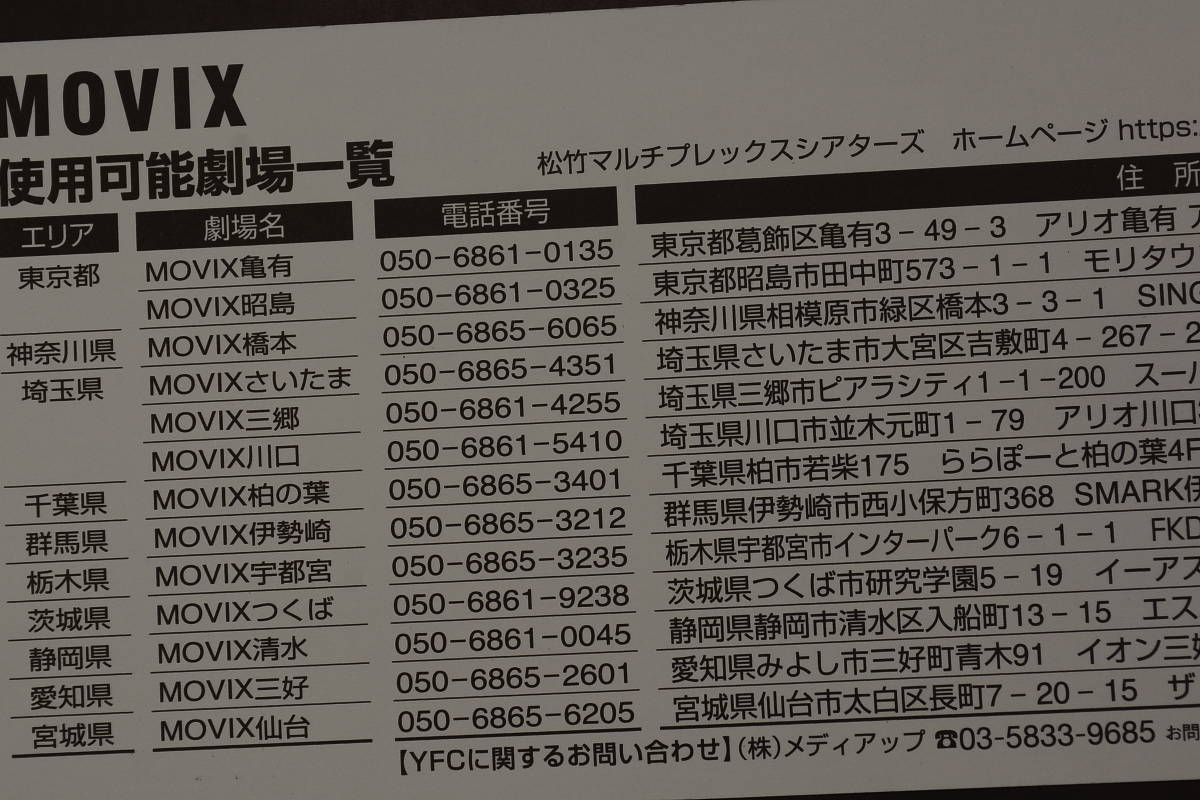 MOVIX 劇場指定共通映画鑑賞券　2024/3/1から4/26金曜日迄　送料無料 1枚１10０円　4枚セット　4400円_画像4