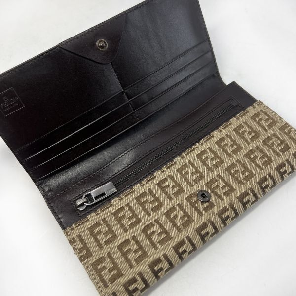 e3765　未使用【FENDI】フェンディ　ズッキーノ　長財布　キャンバス×レザー　財布_画像6