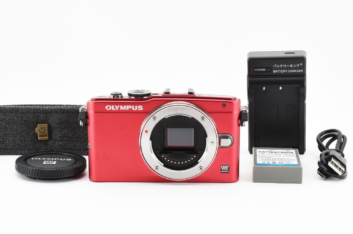 Olympus Pen E-PL6 レッド 16.0MP 赤 ミラーレスデジタルカメラ [美品] ストラップ バッテリー 充電器