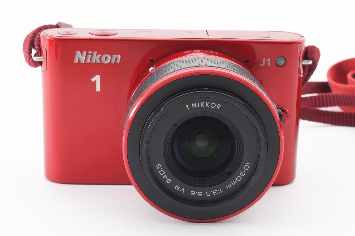 Nikon 1 J1 レッド 赤 1010万画素 ミラーレス一眼カメラ VR 10-30mm レンズキット [美品] ストラップ CD-R 充電器 バッテリー付き_画像3