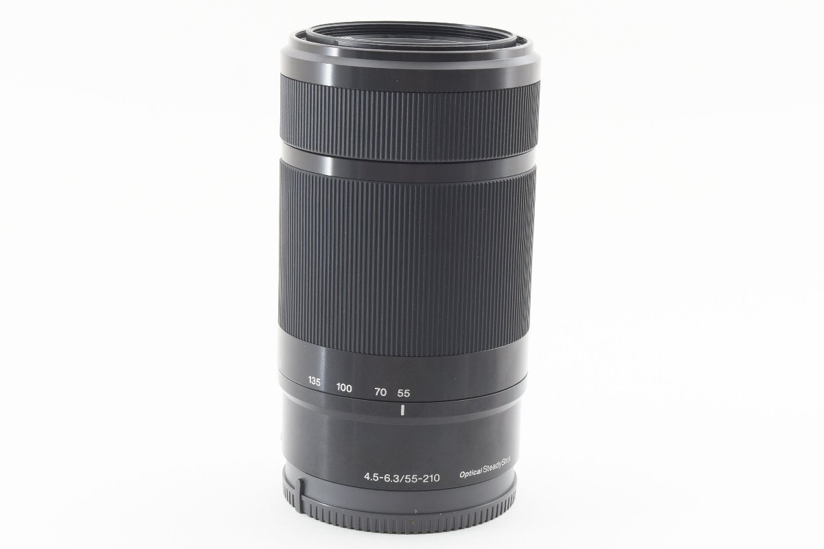 Sony SEL55210 55-210mm F/4.5-6.3 OSS E mount black seeing at distance zoom lens blurring correction [ unused . close beautiful goods ] lens with a hood .