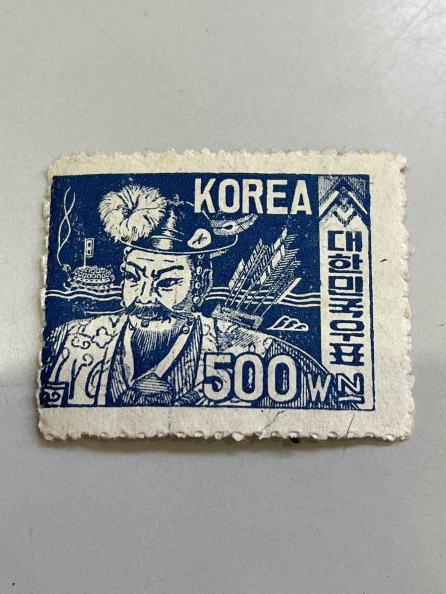 未使用韓国切手　第3次普通切手 李舜臣将軍 500wn_画像1