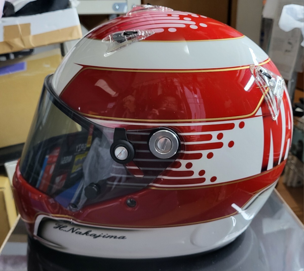  ARAI Arai GP-5X middle . one . player replica helmet genuine article work pe Inter made exhibition only unused box equipped 