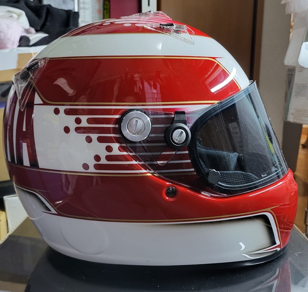  ARAI Arai GP-5X middle . one . player replica helmet genuine article work pe Inter made exhibition only unused box equipped 