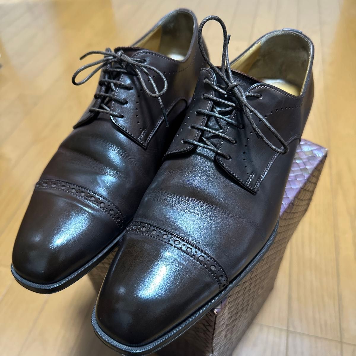 SANTONI ストレートチップ　UK7.5 焦茶