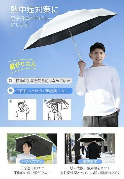 折りたたみ傘 晴雨兼用 日傘 軽量 UVカット 240g 軽量 遮光 ホワイト 折り畳み傘 ワンタッチ