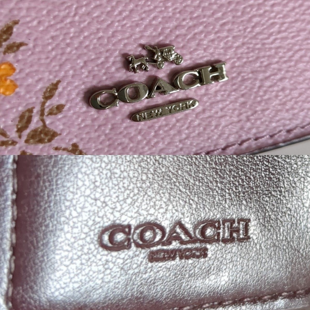 COACH コーチ　キーケース　6連　花柄　PVCレザー　ピンクパープル系