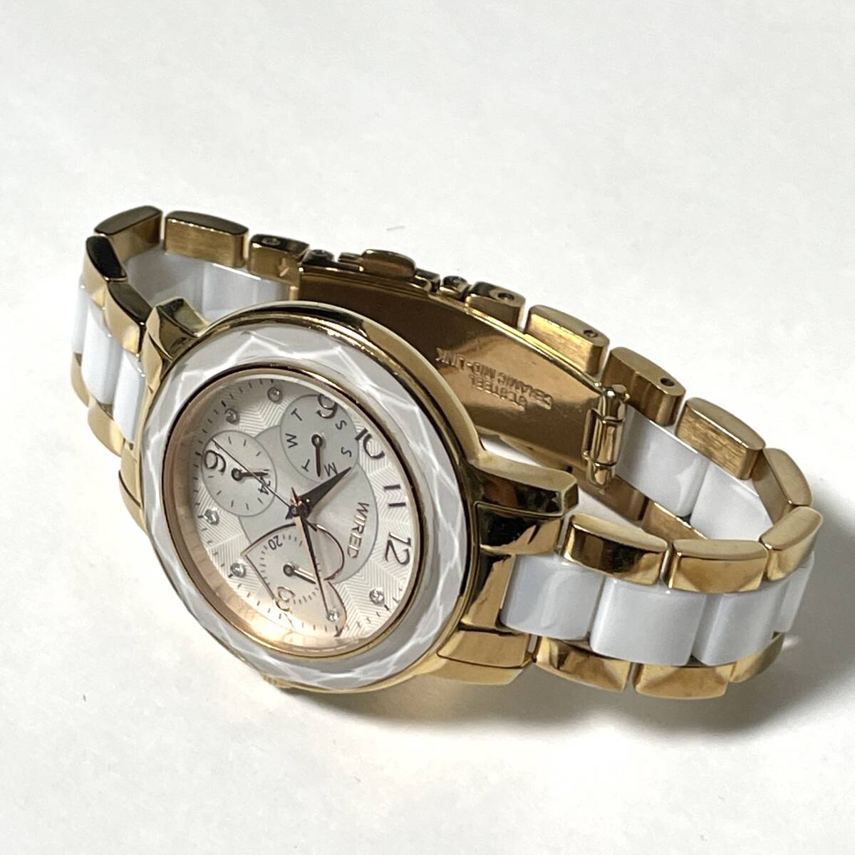 WIRED ワイアード 腕時計 V33J-K957 ゴールド ホワイト SEIKO セイコー クォーツ レディース_画像4