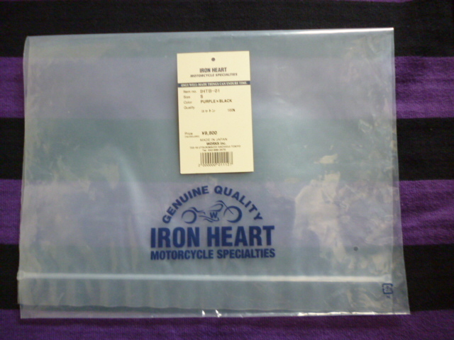 IRON HEART アイアンハート 長袖ボーダーシャツ パープル×ブラック サイズS タグ・袋付き USEDの画像3