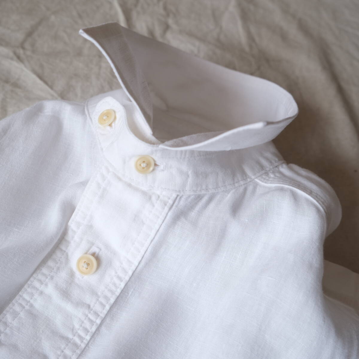 【 Nigel Cabourn 】LINEN L/S Shirt ナイジェルケーボン リネン 長袖シャツ / ホワイト 白系 / 46 / ワーク ミリタリー 麻 日本製 _画像4