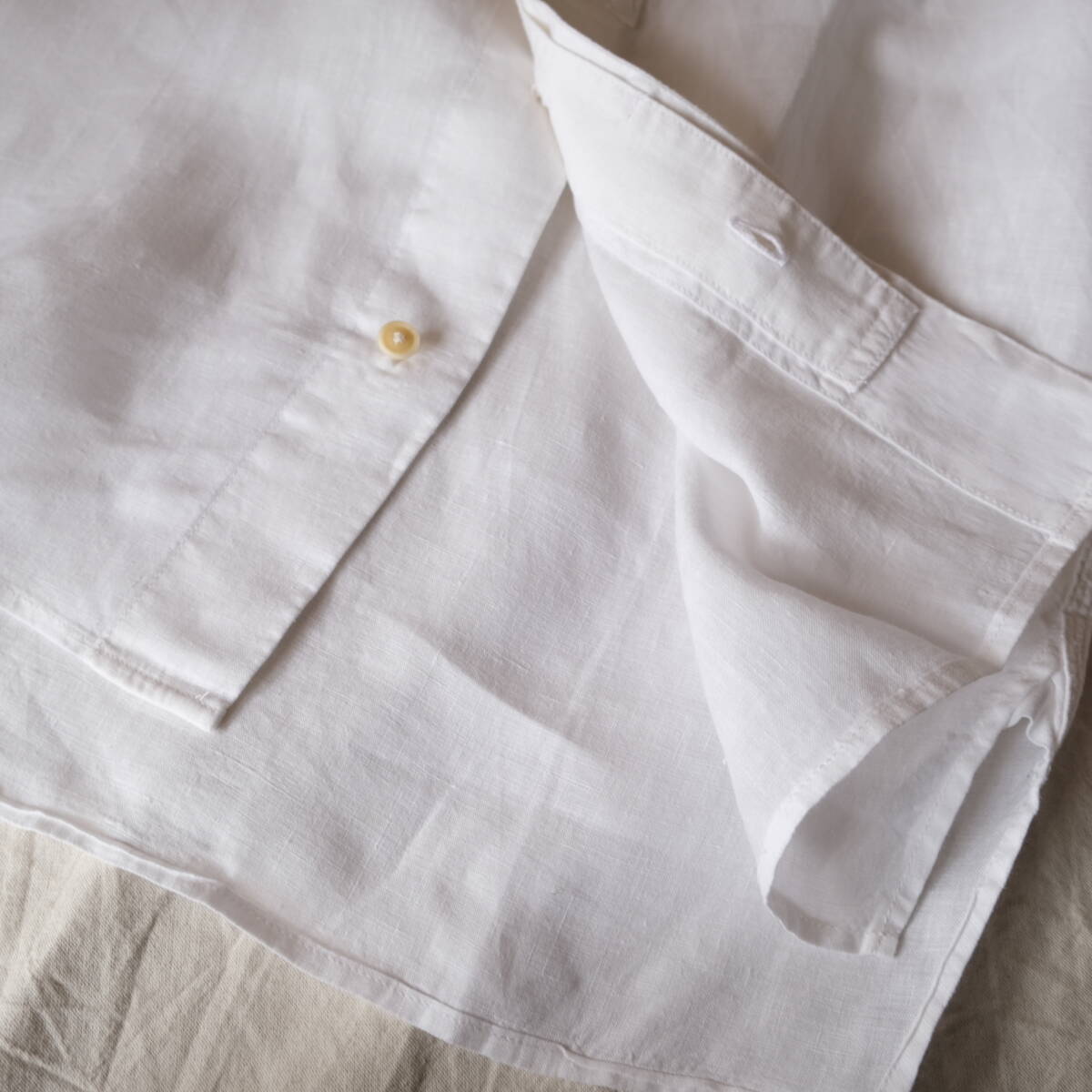 【 Nigel Cabourn 】LINEN L/S Shirt ナイジェルケーボン リネン 長袖シャツ / ホワイト 白系 / 46 / ワーク ミリタリー 麻 日本製 _画像8