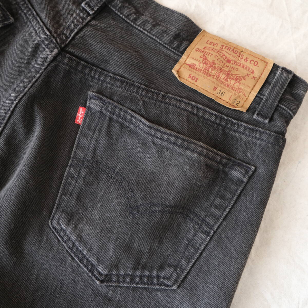 90s USA製【 Levis 501】リーバイス ビンテージ ブラック デニム パンツ ジーンズ / W36 / 黒 スーパー 後染め 裏653 サルファ アメリカ_画像7