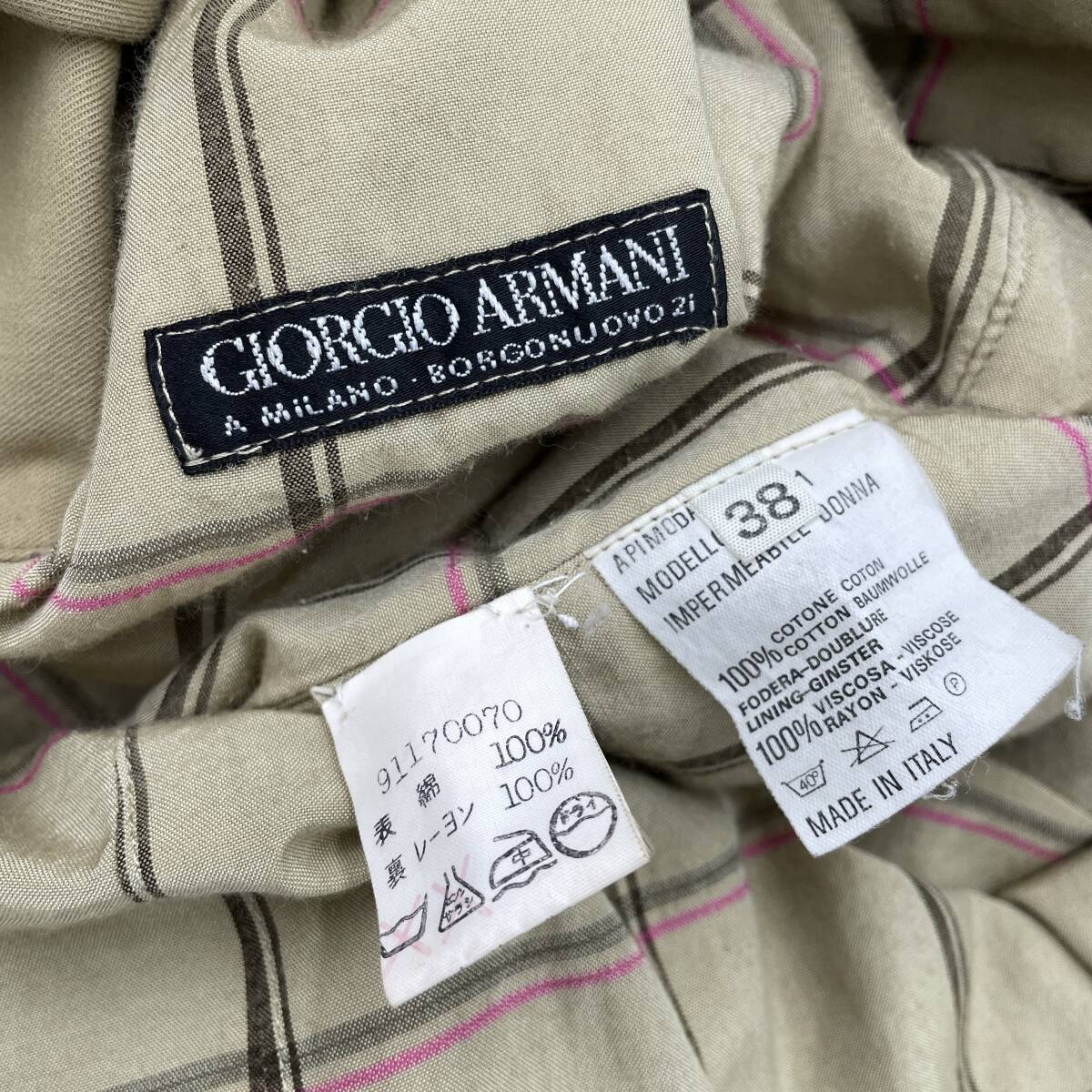 1989FW GIORGIO ARMANI ジョルジオアルマーニ ビンテージ トレンチ コート size 38 0313643_画像9