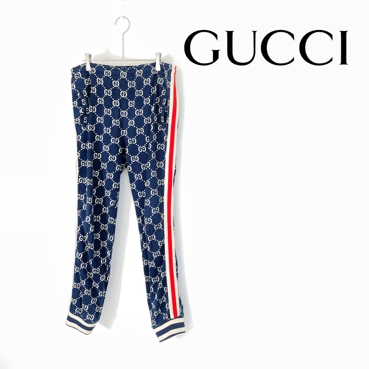 2018AW GUCCI グッチ GGジャガード トラック パンツ size L 496920 0319653の画像1