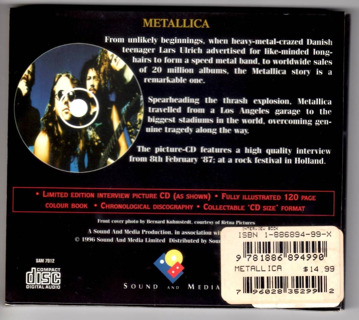 Used コレクターズCD 輸入盤 Metallica -CDブック (1996年) 1CDインタビューのみ イタリア盤_画像2