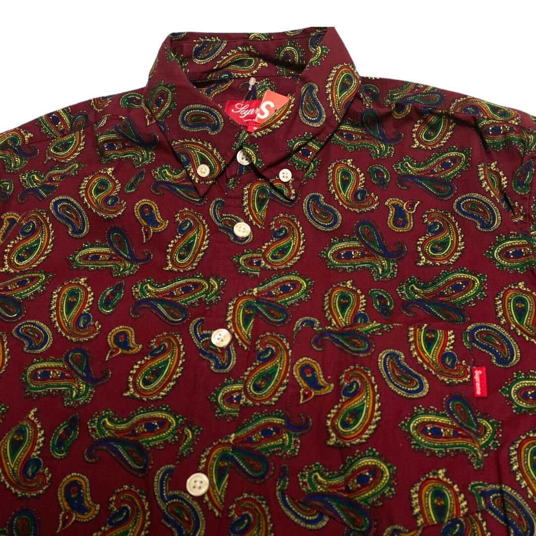 送料230円【新品】2013AW Supreme Paisley Shirt size:S エンジ シュプリーム ペーズリー シャツ 半タグ付き_画像1